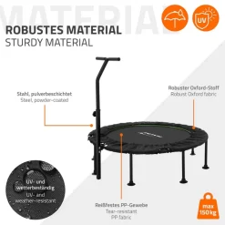 Trampolin Ø122cm mit höhenverstellbarer Haltegriff Stahl Grün bis 150kg Hauki
