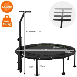 Trampolin Ø122cm mit höhenverstellbarer Haltegriff Stahl Grün bis 150kg Hauki