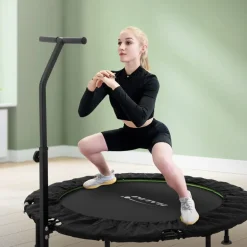 Trampolin Ø122cm mit höhenverstellbarer Haltegriff Stahl Grün bis 150kg Hauki