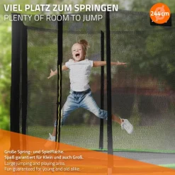 Trampolin Ø244 cm mit Sicherheitsnetz, Leiter und gepolsterten Stangen Grün bis 150kg HAUKI