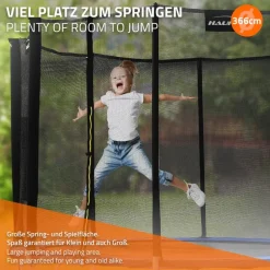 Trampolin Ø366 cm mit Sicherheitsnetz, Leiter und gepolsterten Stangen Blau bis 150kg HAUKI