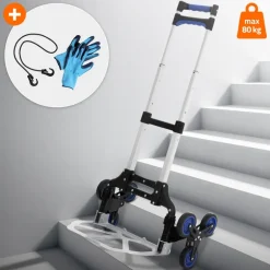 Treppensackkarre mit Treppensteiger klappbar 2x3 Rädern aus Aluminium belastbar bis 80 kg