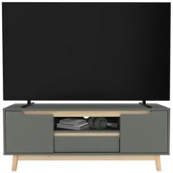 TV Lowboard Fernsehschrank 120x40 cm in mattgrün aus MDF & Kiefernholz ML-Design