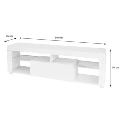 TV-Lowboard mit Stauraum 140x51x35 cm Weiß aus MDF ML-Design