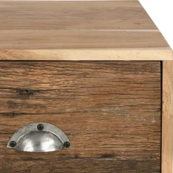 TV-Lowboard mit zwei Schubladen 110x50x40 cm aus Akazien- und Schwellenholz mit Metallbeine WOMO-Design