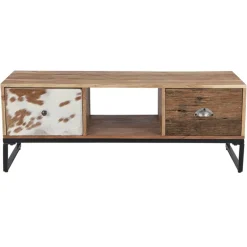 TV-Lowboard mit zwei Schubladen 110x50x40 cm aus Akazien- und Schwellenholz mit Metallbeine WOMO-Design