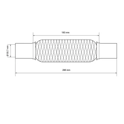 Universal Flexrohr 50 x 150 mm mit 2 Schellen aus Edelstahl