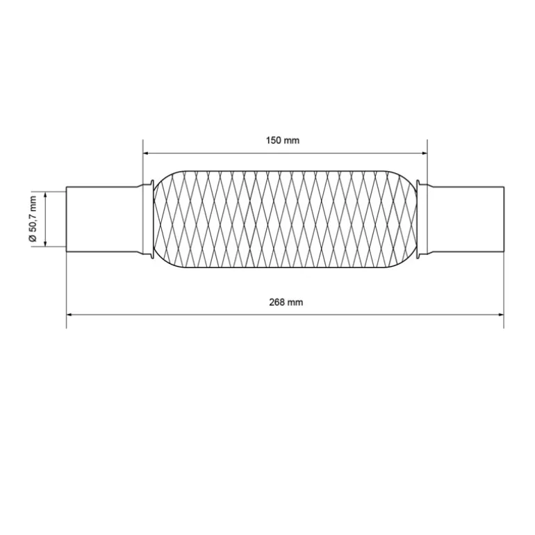 Universal Flexrohr 50 x 150 mm mit 2 Schellen aus Edelstahl