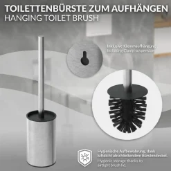 Unterputz-Schrankmodul befliesbar mit Toilettenbürste 60x20x14cm, Silber, Edelstahl WC Wandnische LuxeBath