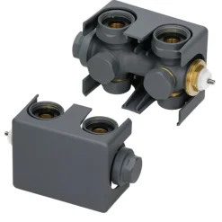Ventil Armaturen Set Multiblock Anthrazit Universal inkl. Thermostatkopf LuxeBath