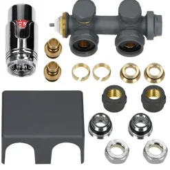 Ventil Armaturen Set Multiblock Anthrazit Universal inkl. Thermostatkopf LuxeBath