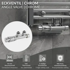 Ventil-Armaturen Set Multiblock Chrom Eckform inkl. Thermostatkopf LuxeBath