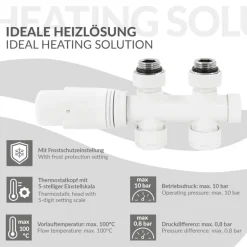 Ventil-Armaturen Set Multiblock Weiß Durchgangsform inkl. Thermostatkopf LuxeBath