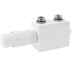 Ventil-Armaturen Set Weiß Universal für Eck- und Durchgangsform inkl. Thermostatkopf LuxeBath