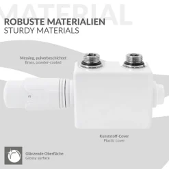 Ventil-Armaturen Set Weiß Universal für Eck- und Durchgangsform inkl. Thermostatkopf LuxeBath