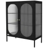 Vitrinenschrank doppeltürig 80x102,5x40 cm Vitrine mit 2 Einlegeböden Schwarz aus Stahl ML-Design