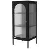 Vitrinenschrank mit Scheibe 42x102,5x40 cm Vitrine mit 2 Einlegeböden Schwarz aus Stahl ML-Design