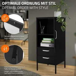 Vitrinenschrank 42x102x40 cm Schwarz aus Stahl Vitrine ML-Design