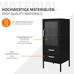 Vitrinenschrank 42x102x40 cm Schwarz aus Stahl Vitrine ML-Design