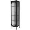 Vitrinenschrank 42x175x40 cm Vitrine mit 4 Einlegeböden Schwarz aus Stahl ML-Design
