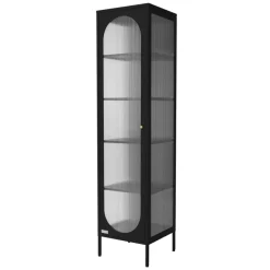 Vitrinenschrank 42x175x40 cm Vitrine mit 4 Einlegeböden Schwarz aus Stahl ML-Design
