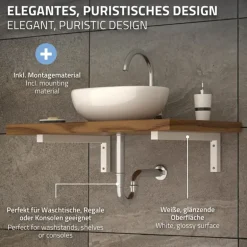 Wandkonsole Regalhalterung 2er Set 350 x 150 mm weiß aus Stahl ML-Design