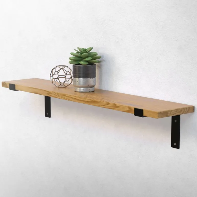 Wandkonsole Regalhalterung 2er Set 200 x 145 mm Schwarz aus Stahl ML-Design