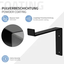 Wandkonsole Regalhalterung 2er Set 200 x 145 mm Schwarz aus Stahl ML-Design