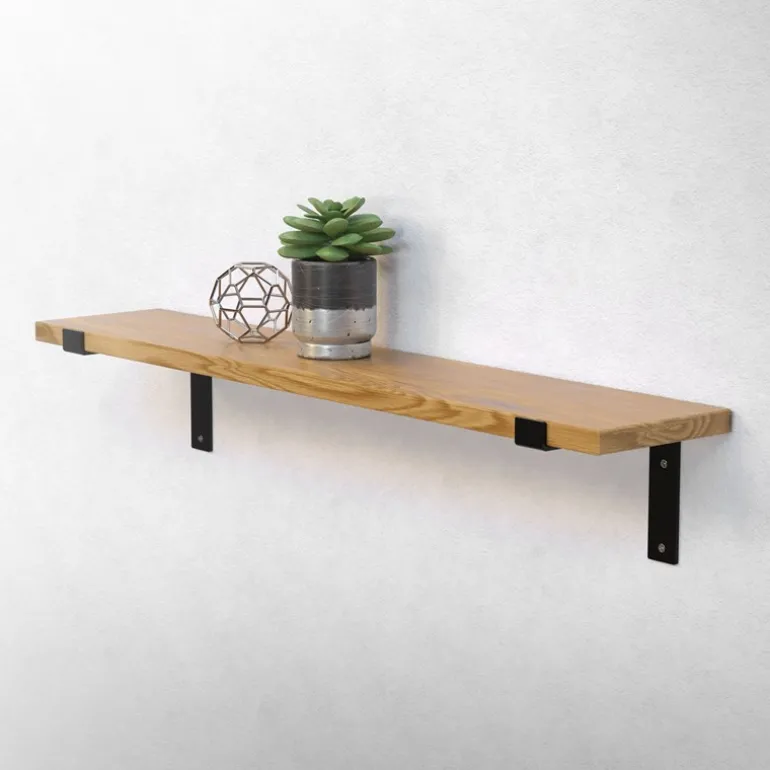 Wandkonsole Regalhalterung 2er Set 200 x 145 mm Schwarz aus Stahl ML-Design