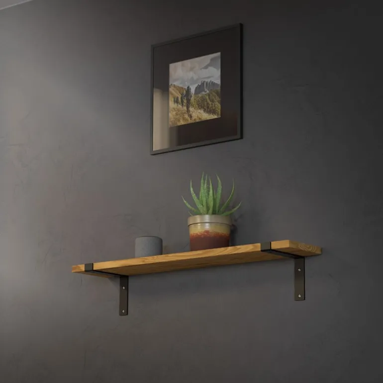 Wandkonsole Regalhalterung 2er Set 200 x 145 mm Schwarz aus Stahl ML-Design