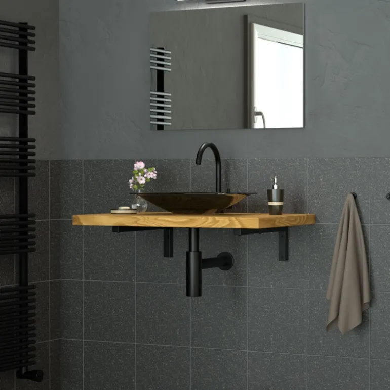 Wandkonsole Regalhalterung 2er Set 400 x 150 mm schwarz aus Stahl ML-Design