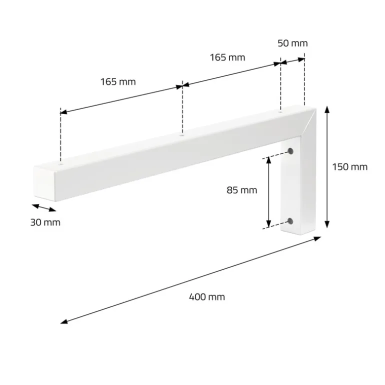 Wandkonsole Regalhalterung 2er Set 400 x 150 mm weiß aus Stahl ML-Design