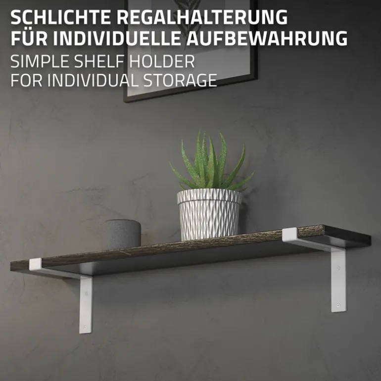 Wandkonsole Regalhalterung 2er Set 200 x 145 mm Weiß aus Stahl ML-Design