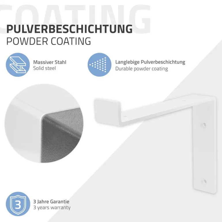 Wandkonsole Regalhalterung 2er Set 200 x 145 mm Weiß aus Stahl ML-Design