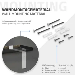 Wandkonsole Regalhalterung 2er Set 200 x 145 mm Weiß aus Stahl ML-Design