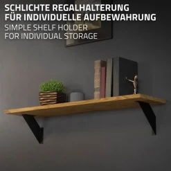 Wandkonsole Regalhalterung 2er Set 200 x 200 mm Schwarz aus Stahl ML-Design