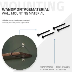 Wandkonsole Regalhalterung 2er Set 220 x 180 mm Grau aus Stahl ML-Design