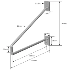 Wandkonsole Regalhalterung 2er Set 220 x 180 mm Grau aus Stahl ML-Design
