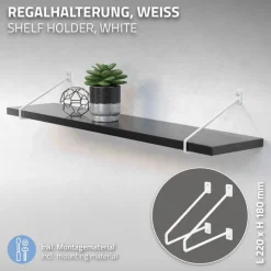 Wandkonsole Regalhalterung 2er Set 220 x 180 mm Weiß aus Stahl ML-Design
