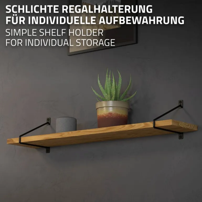 Wandkonsole Regalhalterung 2er Set 220 x180 mm Schwarz aus Stahl ML-Design