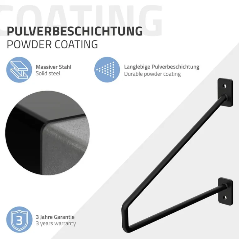 Wandkonsole Regalhalterung 2er Set 220 x180 mm Schwarz aus Stahl ML-Design