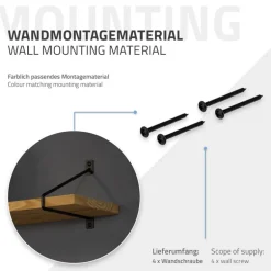Wandkonsole Regalhalterung 2er Set 220 x180 mm Schwarz aus Stahl ML-Design