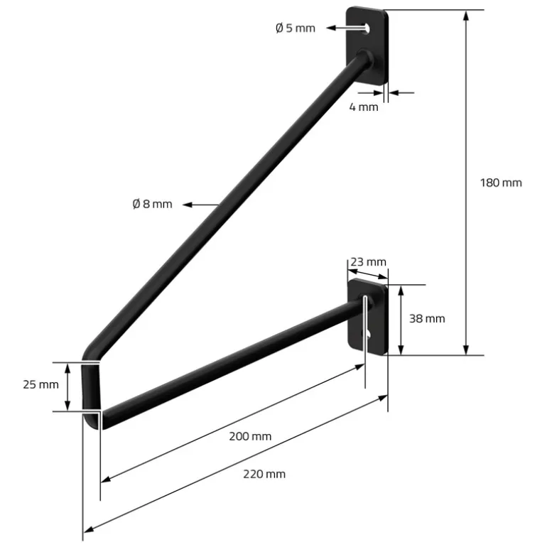 Wandkonsole Regalhalterung 2er Set 220 x180 mm Schwarz aus Stahl ML-Design