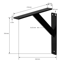 Wandkonsole Regalhalterung 2er Set 240 x 240 mm Schwarz aus Aluminium ML-Design