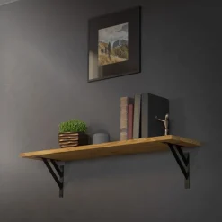 Wandkonsole Regalhalterung 2er Set 240 x 240 mm Schwarz aus Aluminium ML-Design