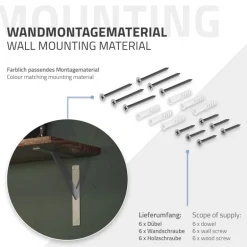 Wandkonsole Regalhalterung 2er Set 240 x 240 mm Silber aus Aluminium ML-Design