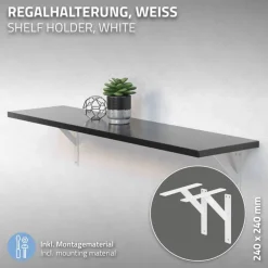 Wandkonsole Regalhalterung 2er Set 240 x 240 mm Weiß aus Aluminium ML-Design