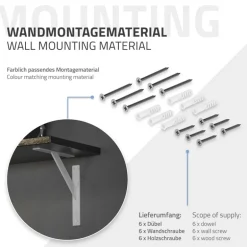 Wandkonsole Regalhalterung 2er Set 240 x 240 mm Weiß aus Aluminium ML-Design