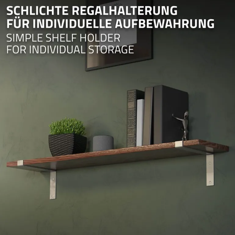 Wandkonsole Regalhalterung 2er Set 250 x 145 mm Grau aus Stahl ML-Design