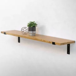 Wandkonsole Regalhalterung 2er Set 250 x 145 mm Schwarz aus Stahl ML-Design